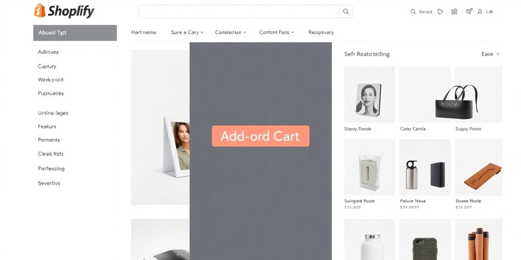 Shopify store interface without 'Add to Cart' button.