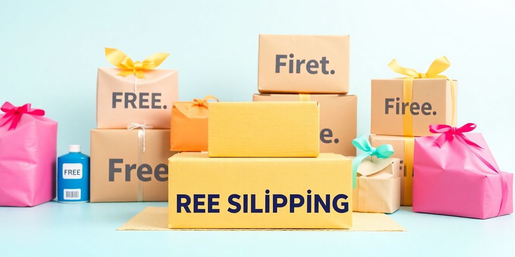 E-commerce packages ready for free shipping delivery.