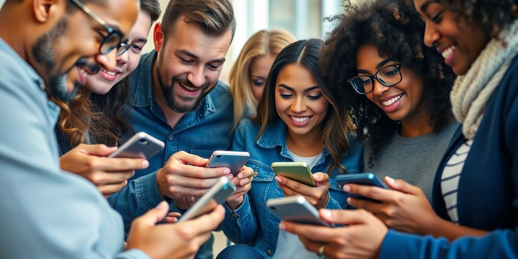 Diverse shoppers using devices to explore online stores.