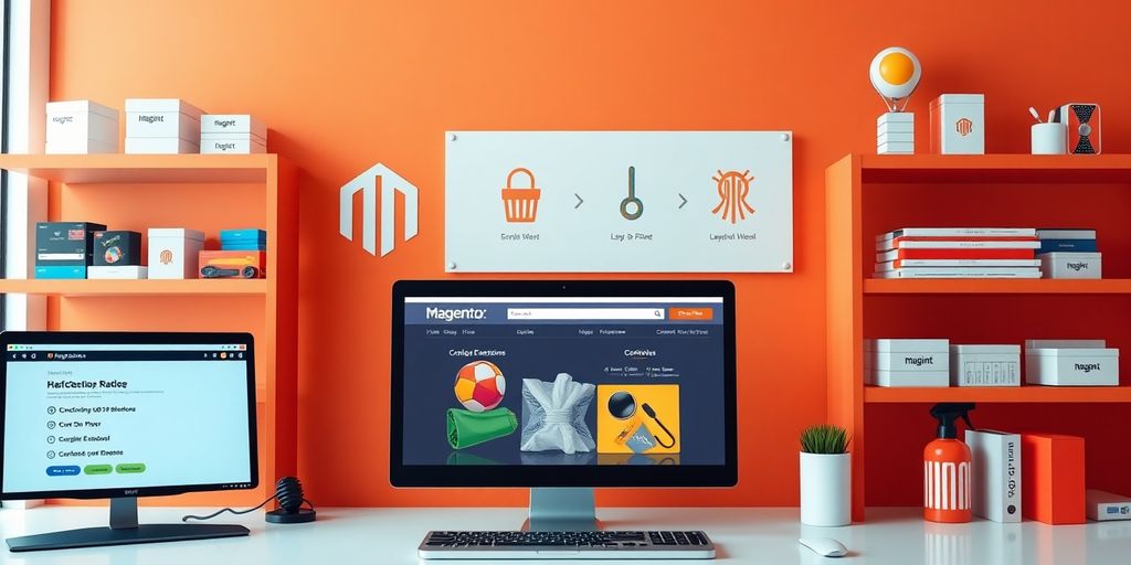 Photograph of a Magento store with extension options.