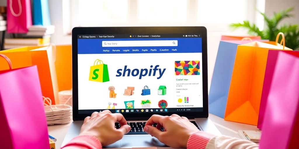 Person using laptop to open a Shopify store.