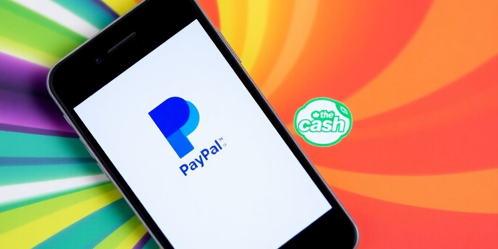 Smartphone displaying PayPal and Cash App on screen.