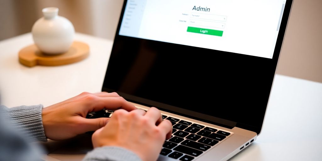 Person logging into Shopify Admin on a laptop.