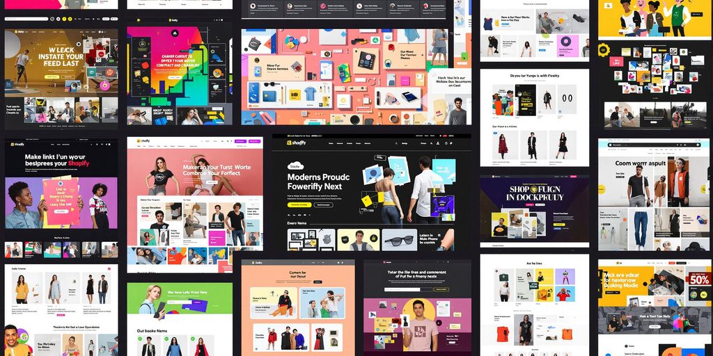 Collage of innovative Shopify website designs for e-commerce.