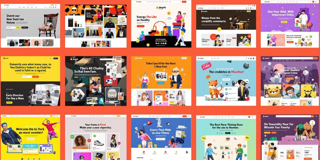 Collage of innovative Shopify website designs for 2025.