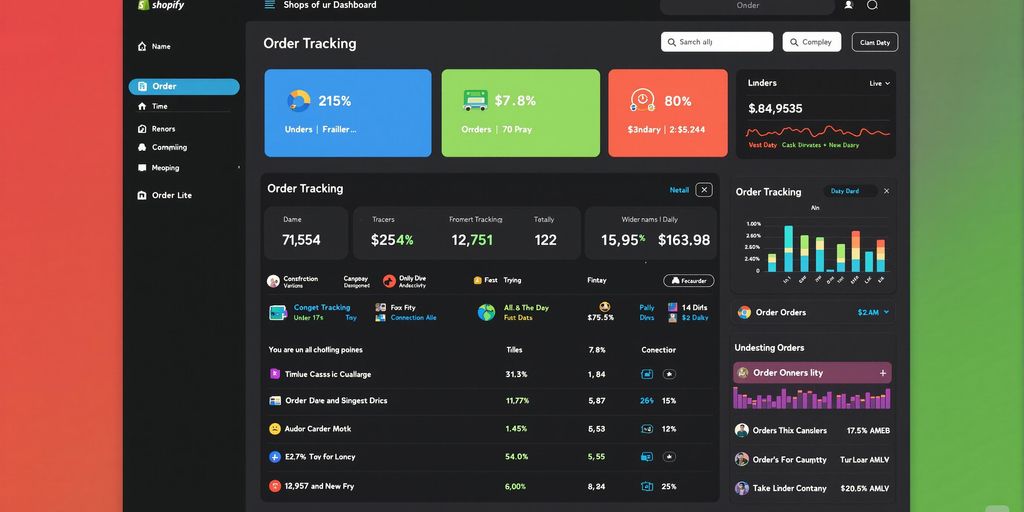 Colorful Shopify dashboard focused on order tracking visuals.