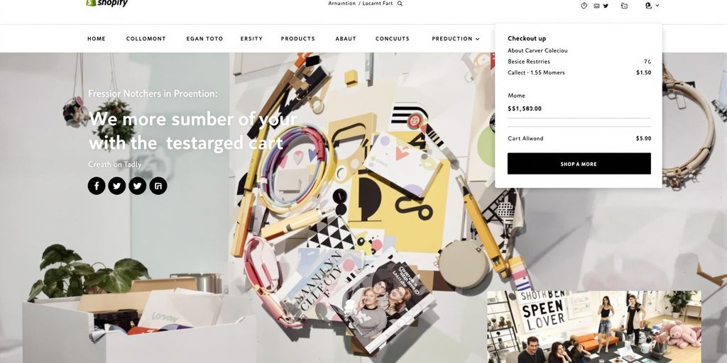 Minimalist Shopify checkout page with clean design elements.