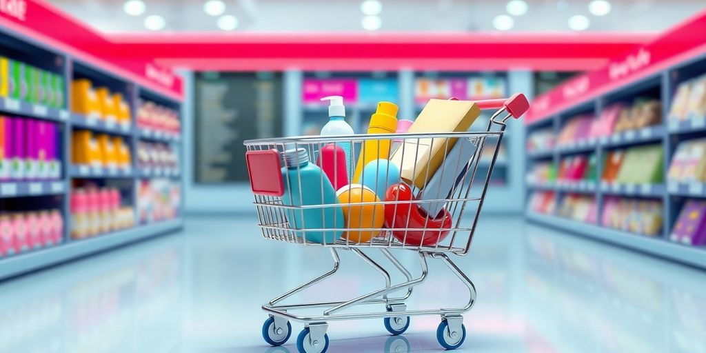 Shopping cart with products in a checkout interface.