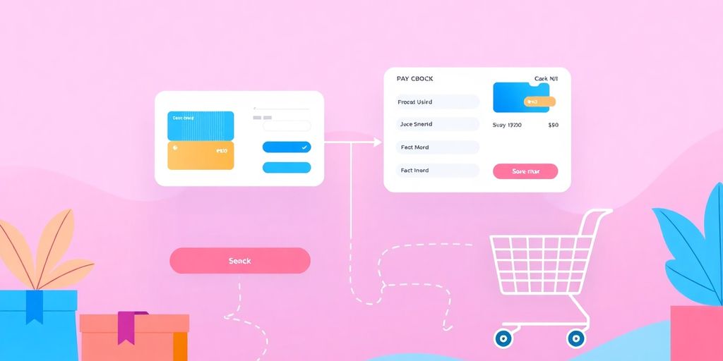 Digital checkout interface with shopping cart and payment options.