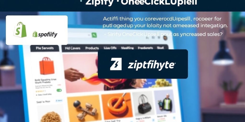 Shopify store interface with Zipify OneClickUpsell features.