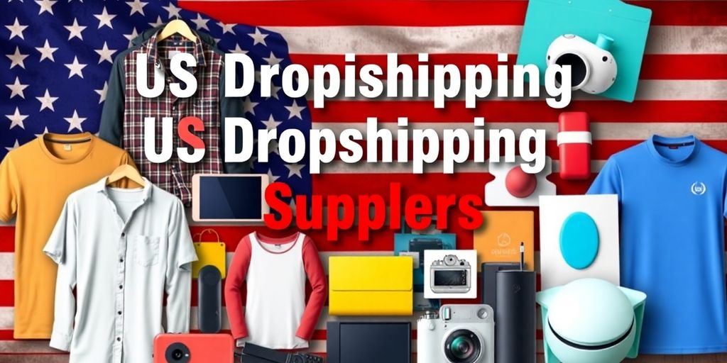 Collage of diverse products from US dropshipping suppliers.