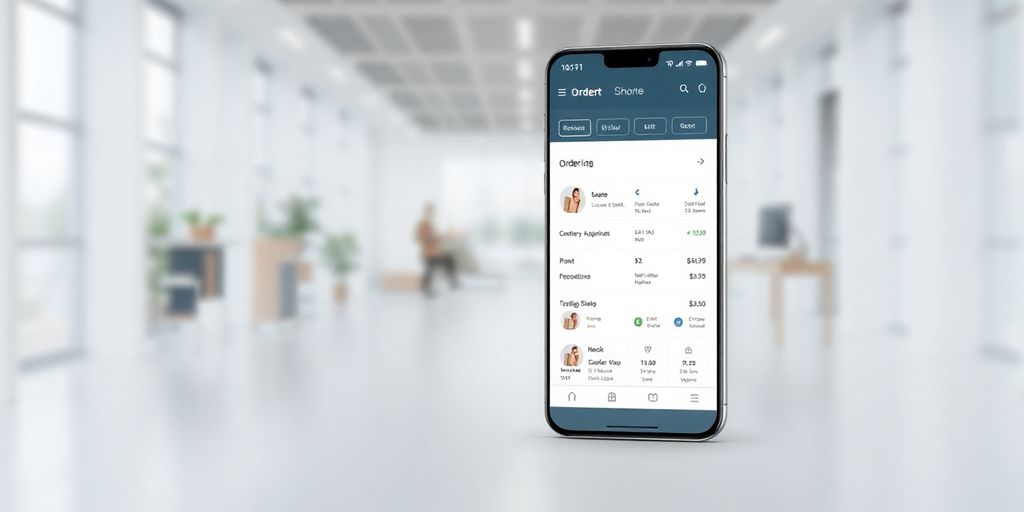 Mobile app interface for managing shop orders.