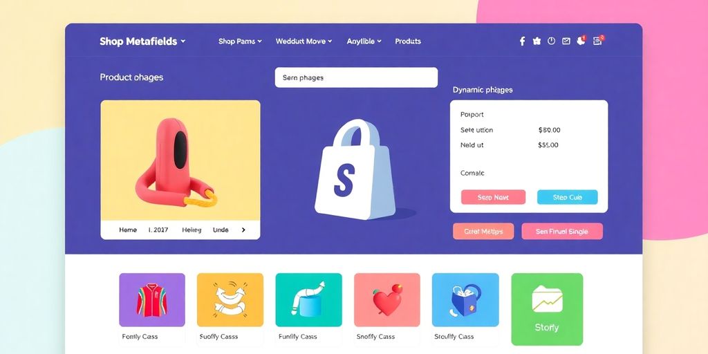 Colorful icons representing customizable Shopify metafields.