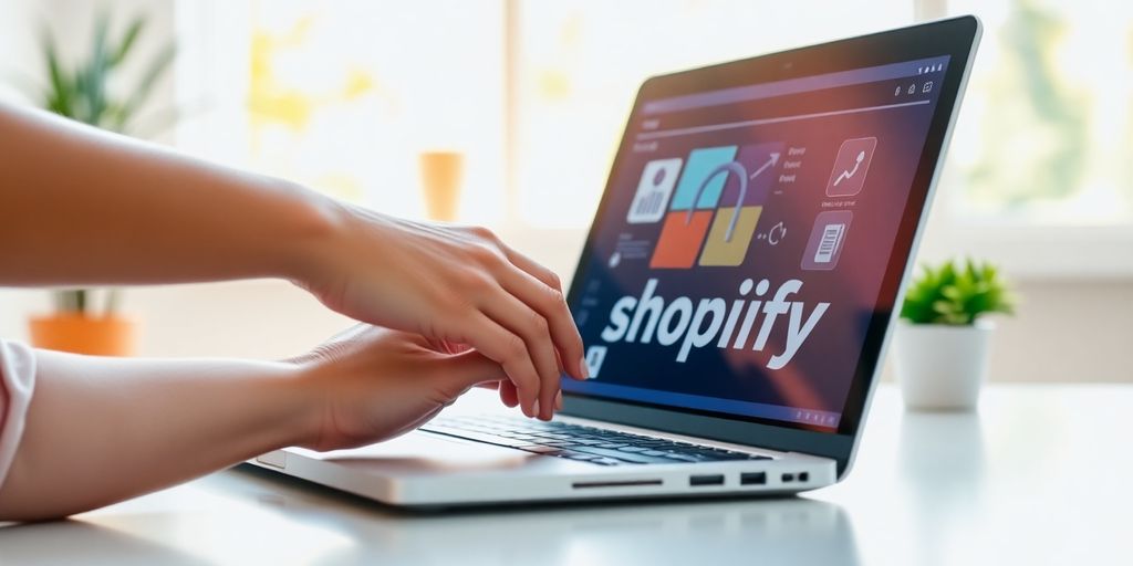Person on laptop engaging with Shopify Collaborator account.