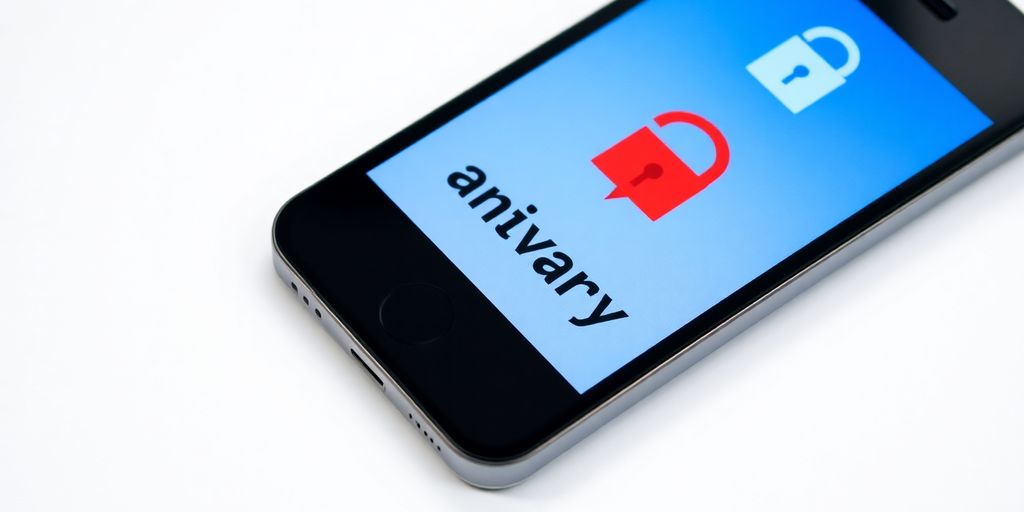 Smartphone with shopping app and privacy icons on screen.