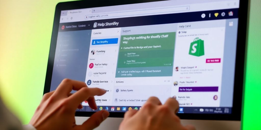 Person using computer for Shopify support assistance.