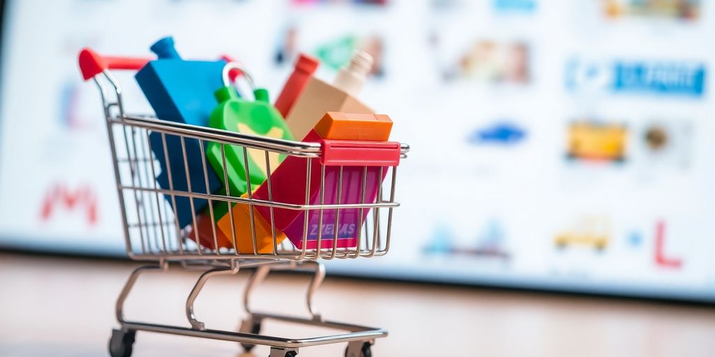 Shopping cart filled with items in an online store.