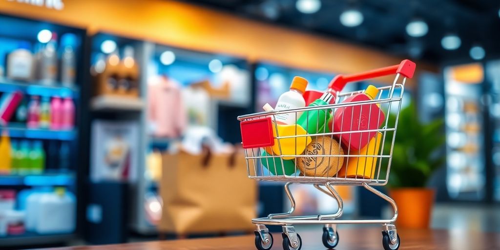 Shopping cart filled with products in an online store.