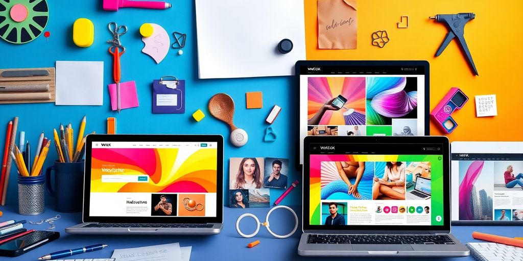 Creative tools and laptop screens for web design inspiration.