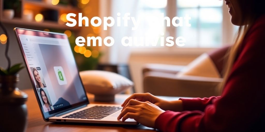 Person using Shopify chat support on a laptop.