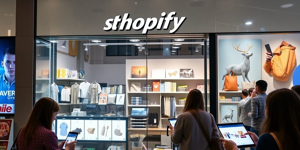 Shopify storefront with products and users engaging online.