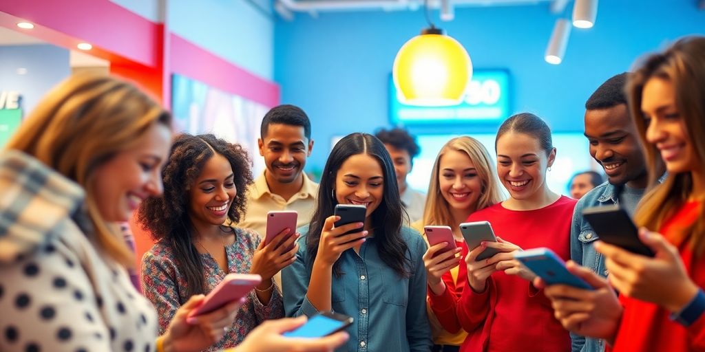 Diverse people making online payments with various devices.