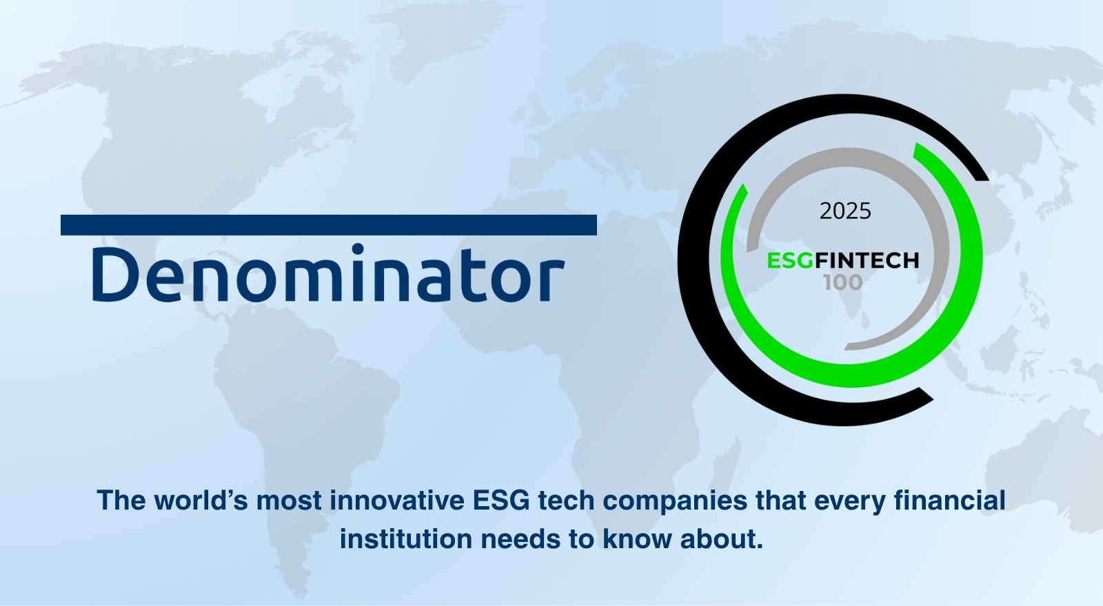 Denominator recognized in FinTech100 | A global list for most innovative ESG companies 