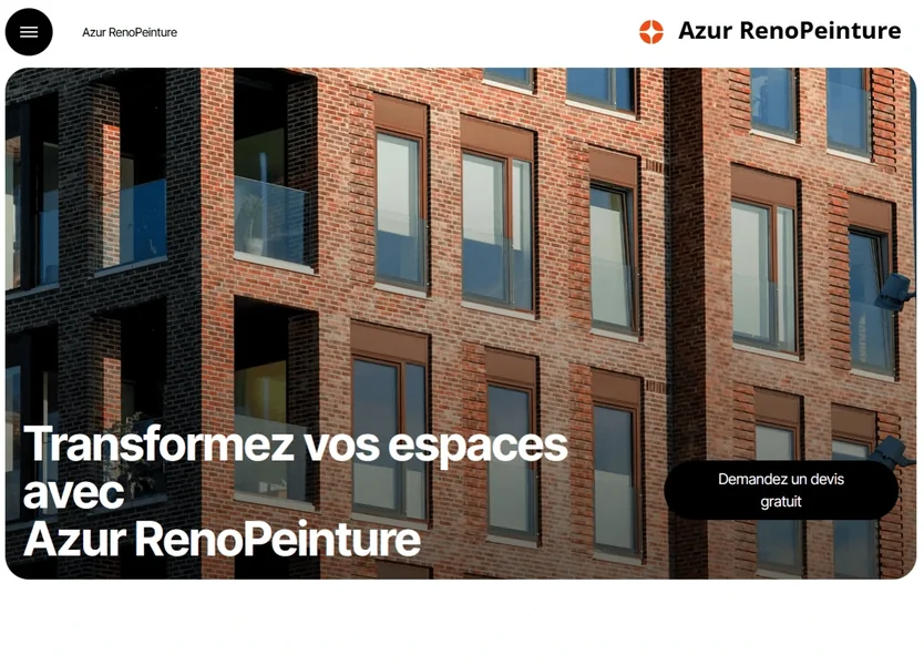 Page d'accueil du site web professionnel pour peintre en bâtiment – Azur RenoPeinture