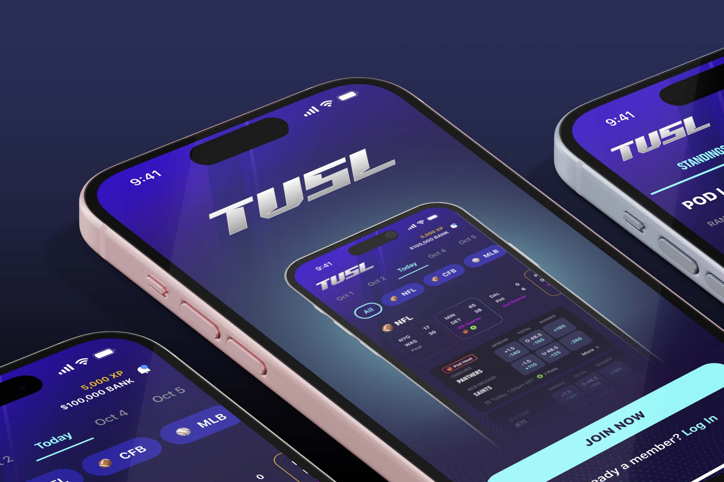 Phone mockup with onboarding screen