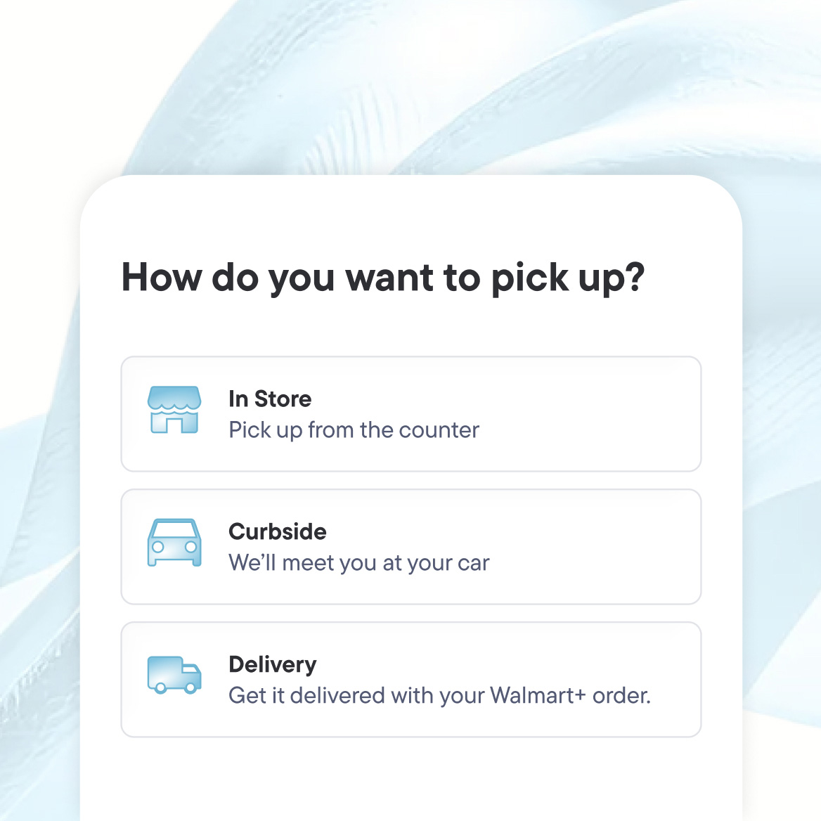 "How do you want to pick up?" App sheet prompt
