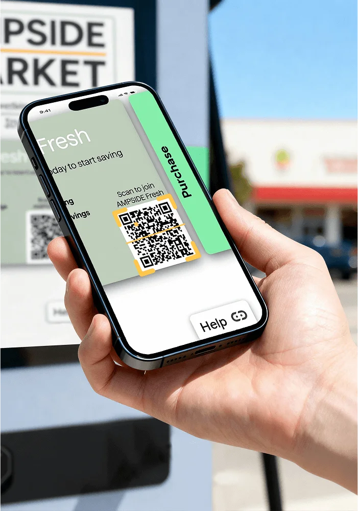 RetailEdge charging station displaying branded content on its interactive screen, enhancing customer engagement and brand visibility.
