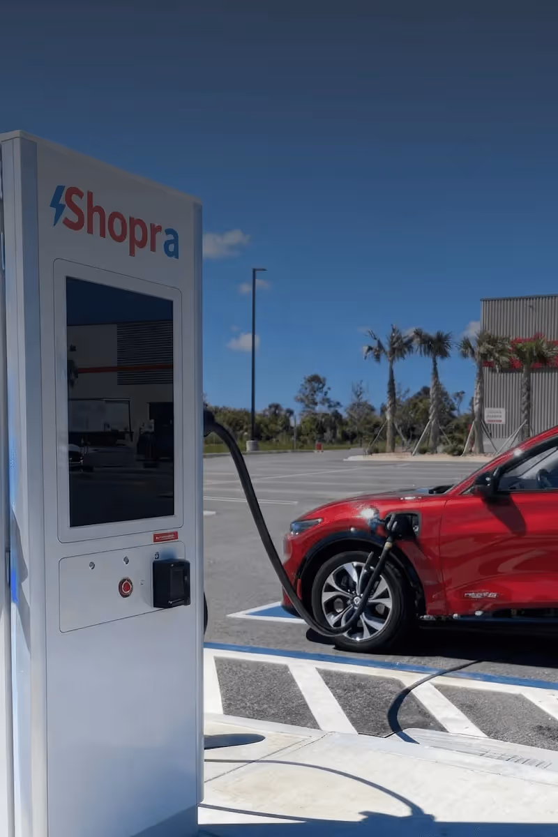 Electric Era Base Station providing EV fast charging for big-box retail destinations