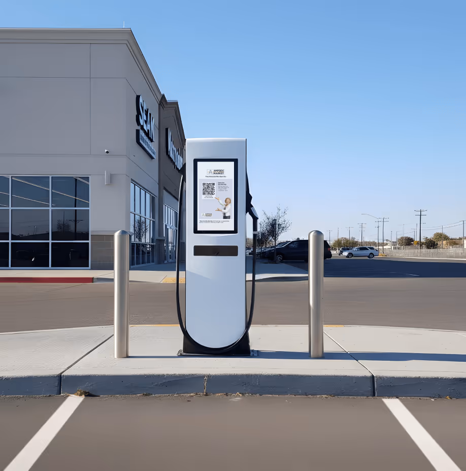 EV fast charging infrastructure serving customers at a large-format retail location