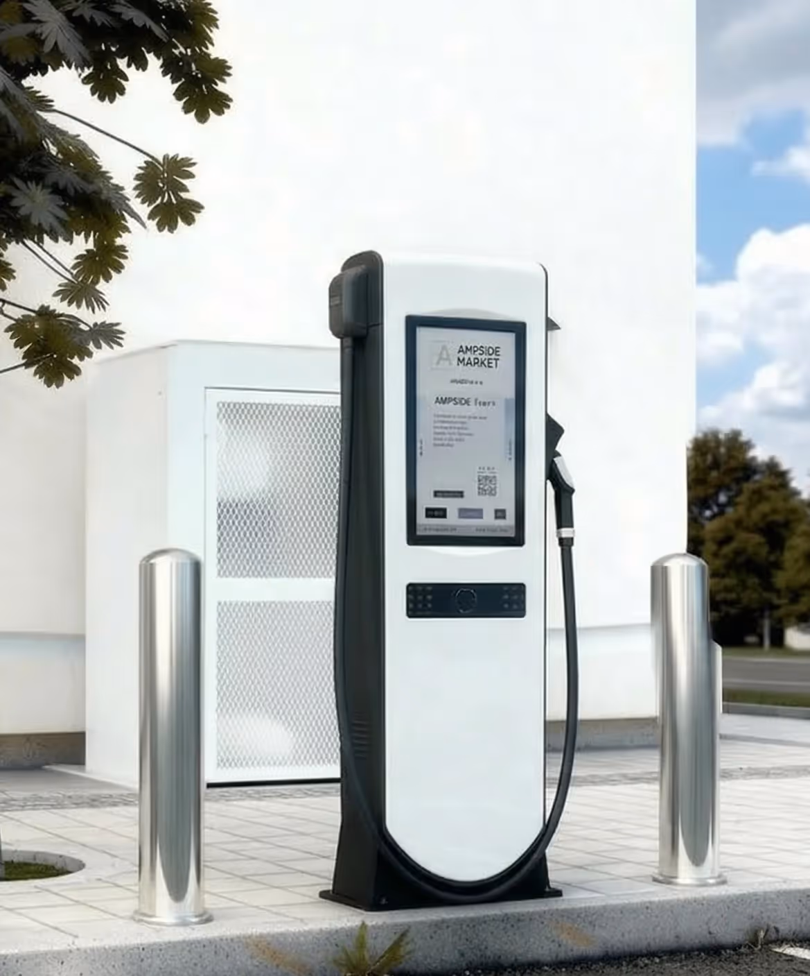 Ampside Fresh digital display for engaging EV drivers at charging locations