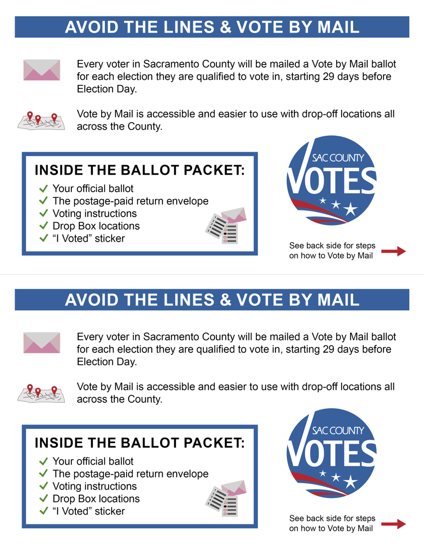 avoid the lines and vote by mail flyer