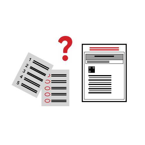 stack of papers, accessible ballot, and question mark