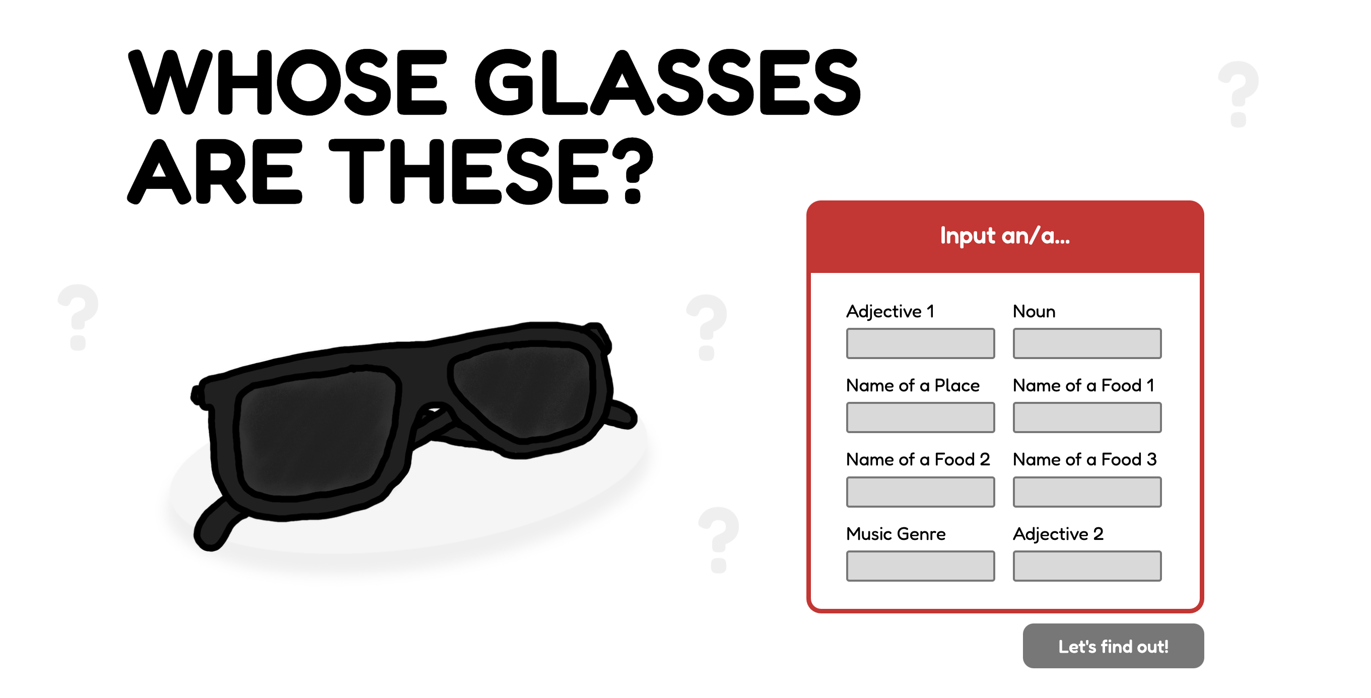 madlibs main page