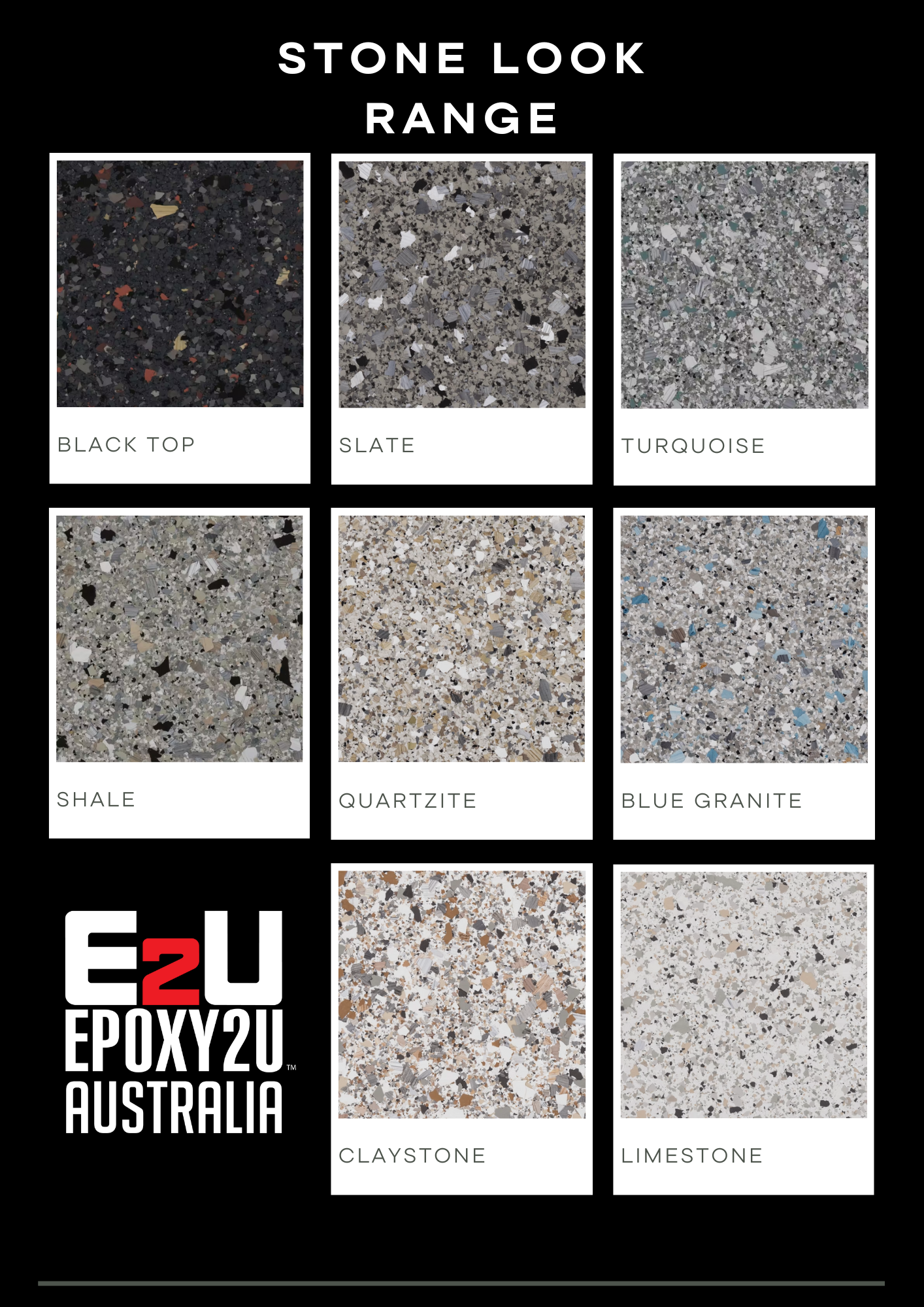 Epoxy stone flake colour options