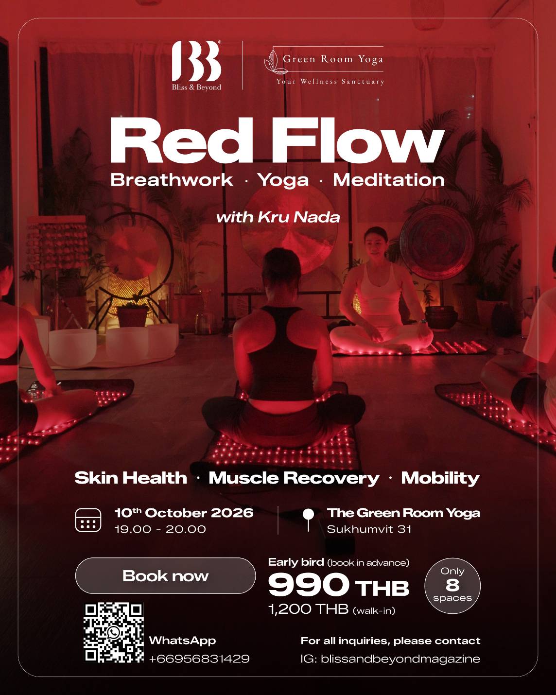 Red Flow with Kru Nada: 10 October 2026, 19:00–20:00 at The Green Room Yoga