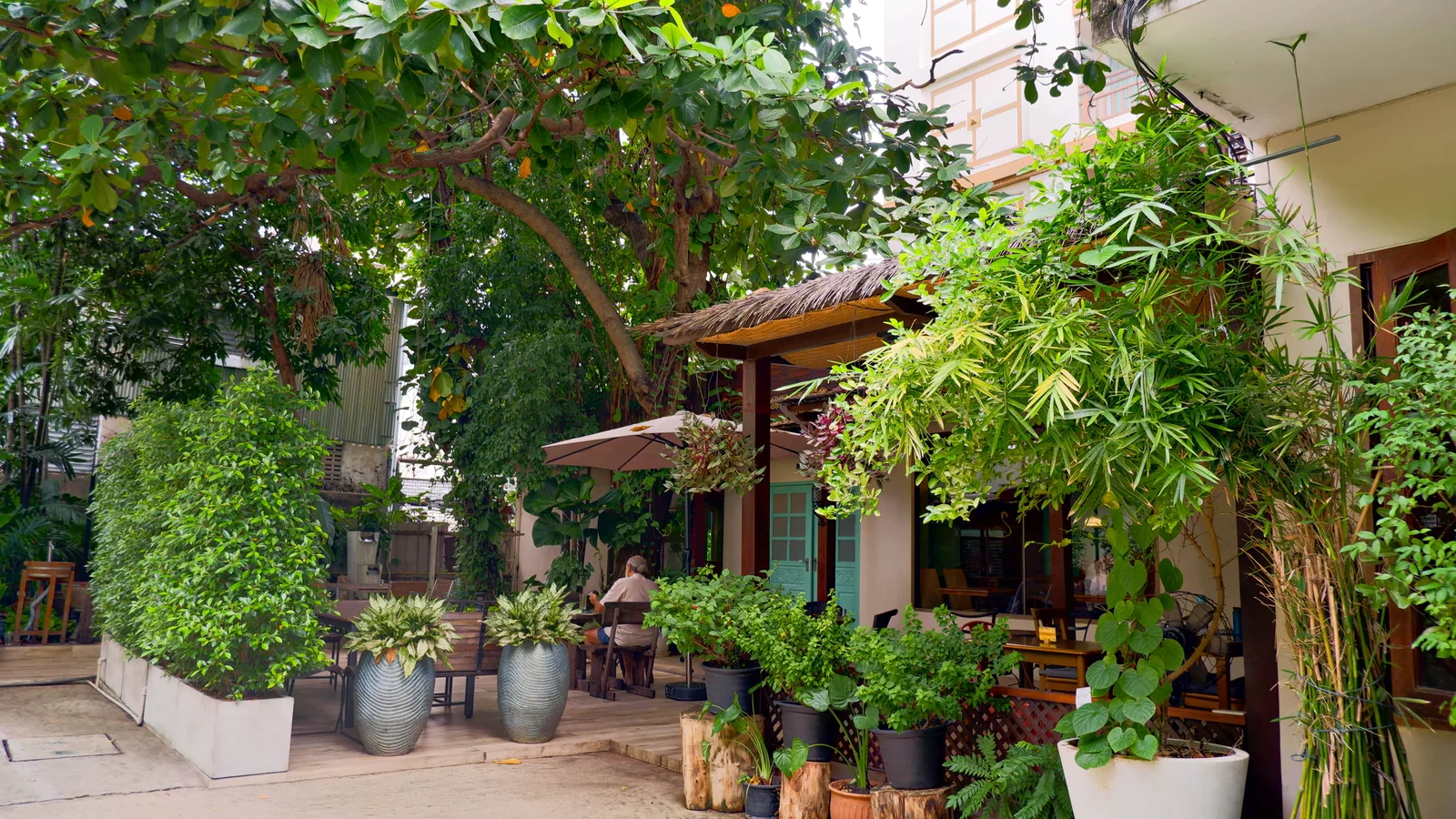 Garden entrance to Suananda café in Bangkok