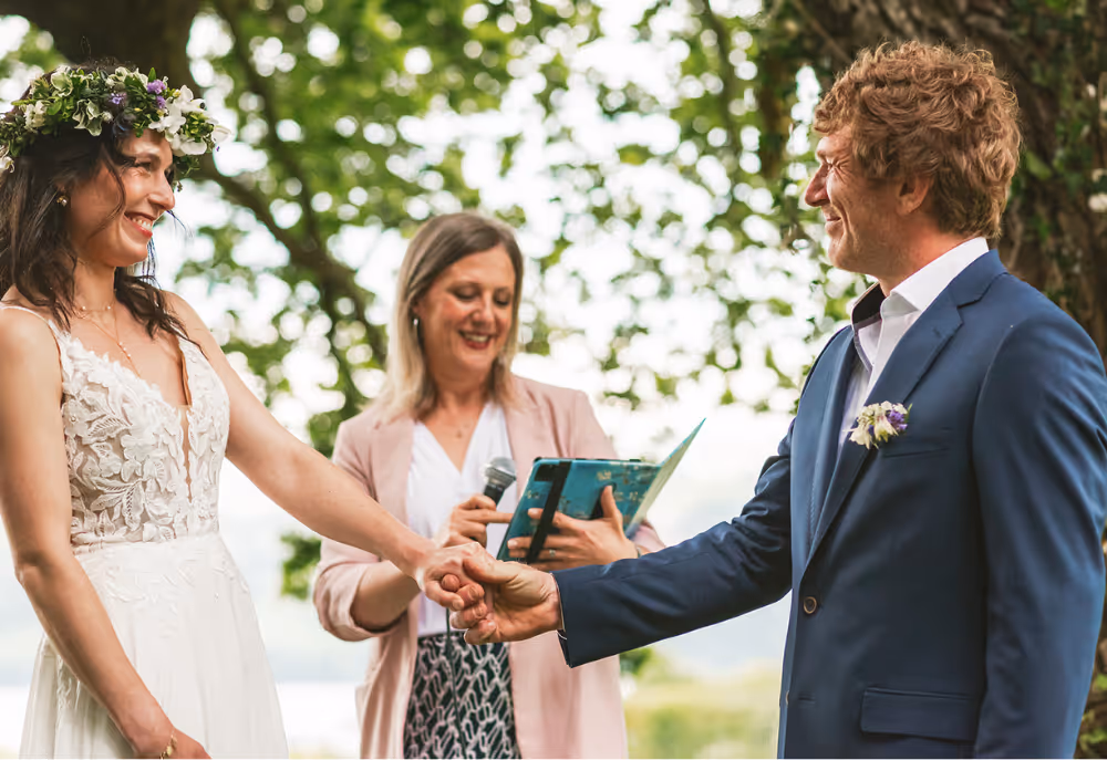 A woodland celebrant wedding ceremony under an old oak tree