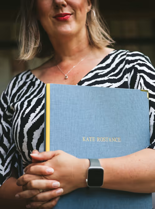 A personalised ceremony folder for Kate Rostance celebrant