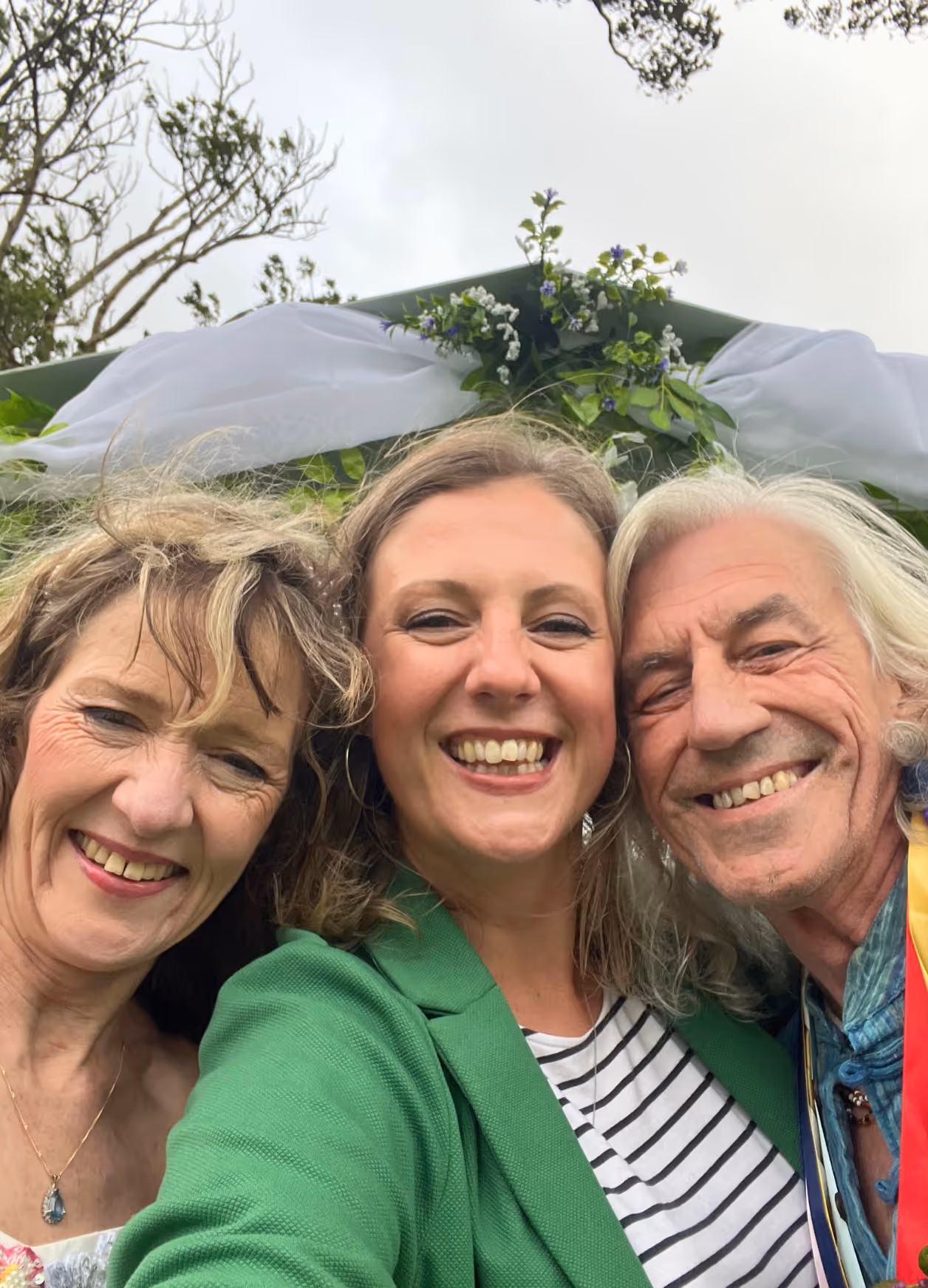 Post ceremony wedding selfie with Kate Rostance and the happy couple