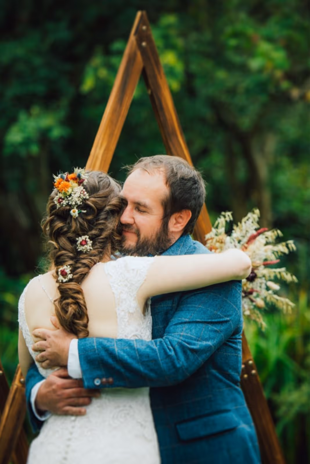 An embrace during a celebrant wedding ceremony with Kate Rostance