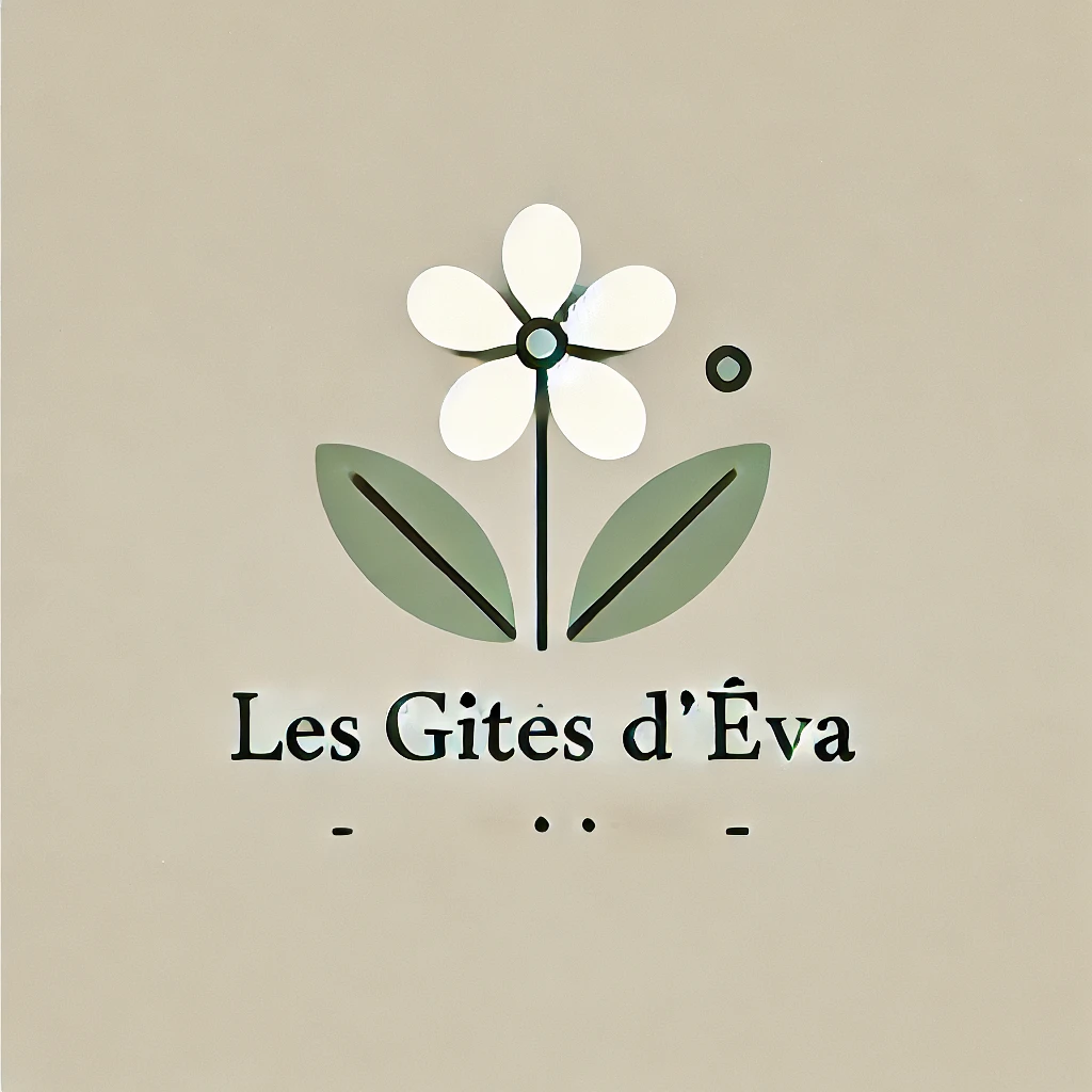 Logo des gîtes d'Eva comprenant une fleur et des feuilles