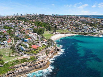 Sydney's iconic Eastern Suburbs, ariel shot of the coastline