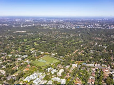 Ariel shot of Sydney's Upper North Shore suburbs