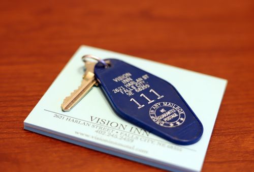 key on stationary at Vision Inn Motel in Falls City, NE