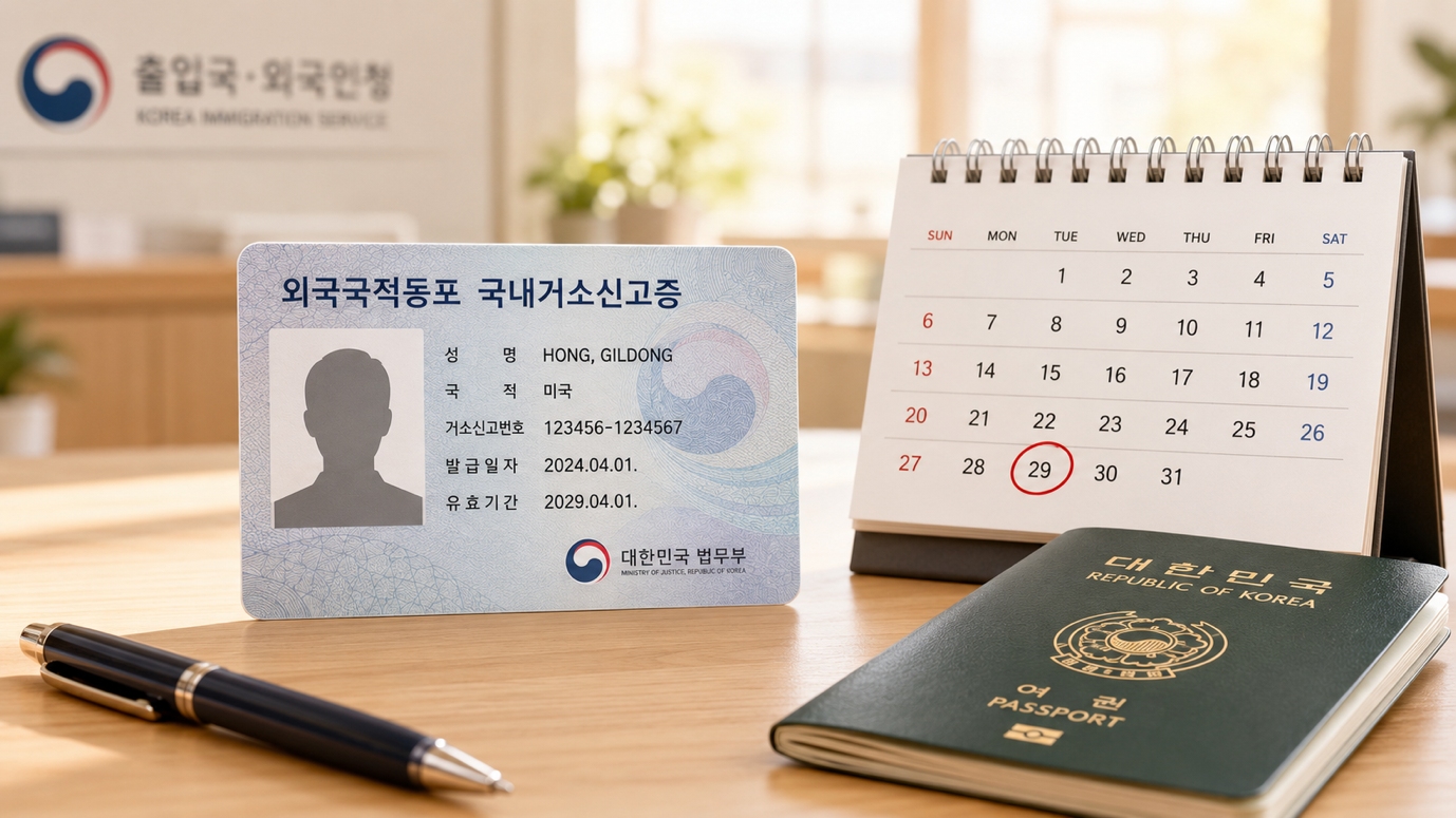 거소증 유효기간과 갱신 — F-4 비자와 별개인 국내거소신고증, 만료일·갱신 시점 안내