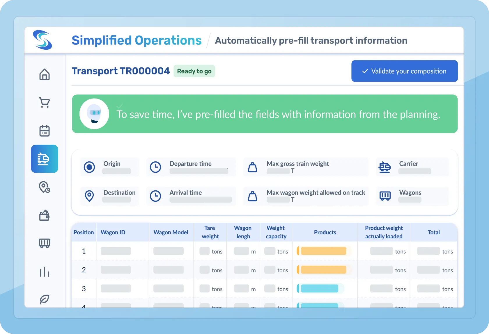 Automatically prefill transport information